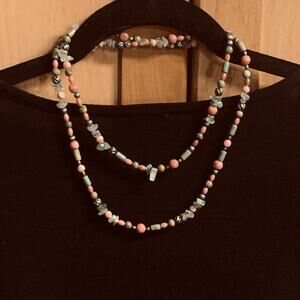 Carolyn Pollack Necklace Sterling Silver, Rhodonite, Turquoise & Unakite 36 Inch